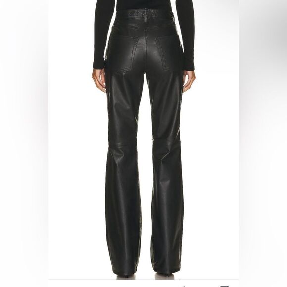 GRLFRND Julia Leather Pants black zipper straight leg soft flares FWRD Revolve - Picture 3 of 12
